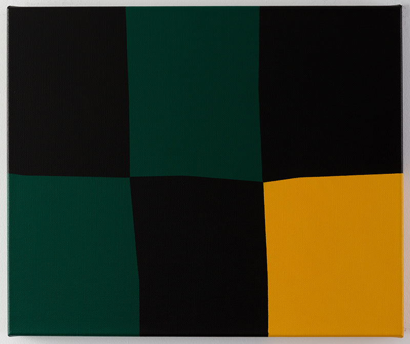 KH#300: abstract geometric colorfield painting, green, yellow, black